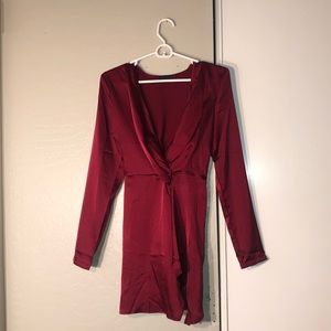 Burgundy silky dress 🥰